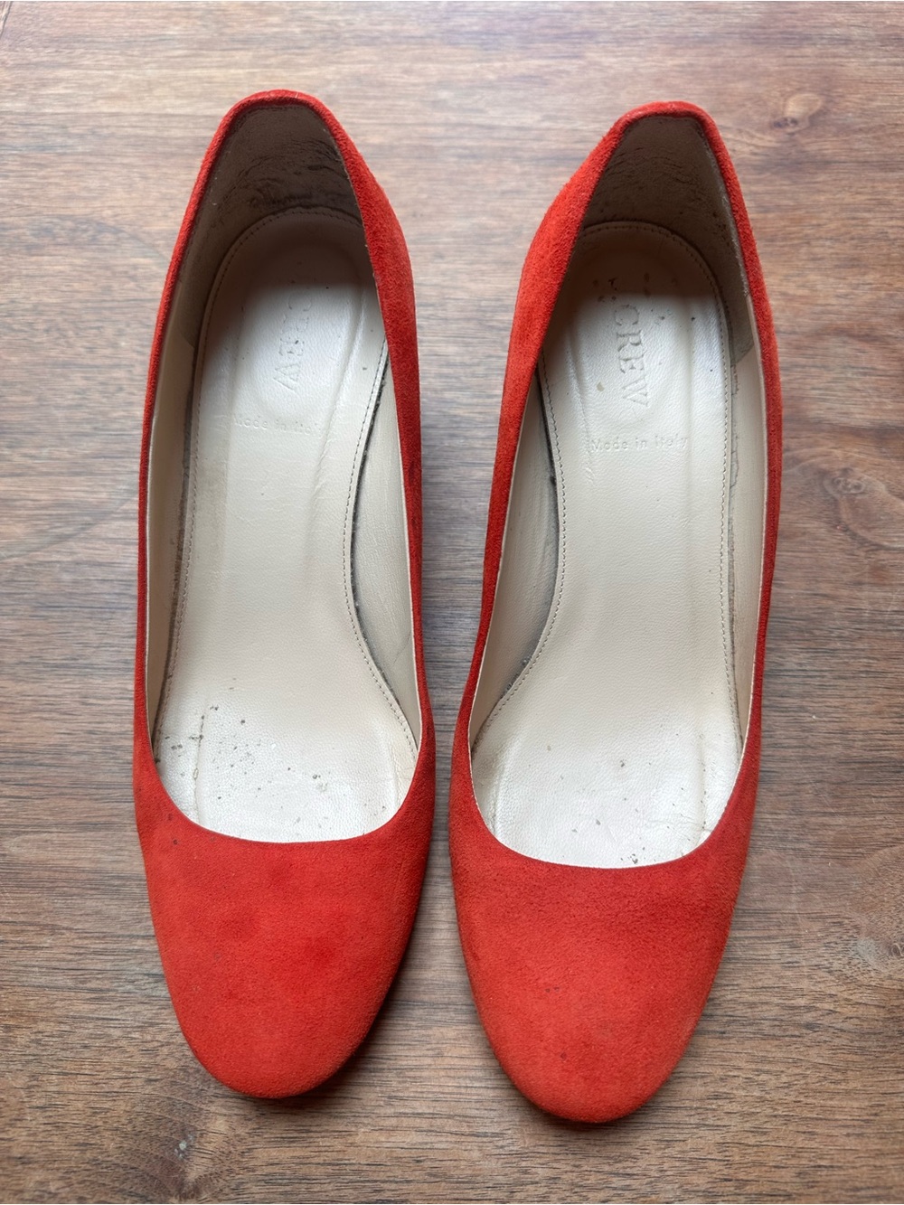 J. Crew Red Suede Round-Toe Pumps